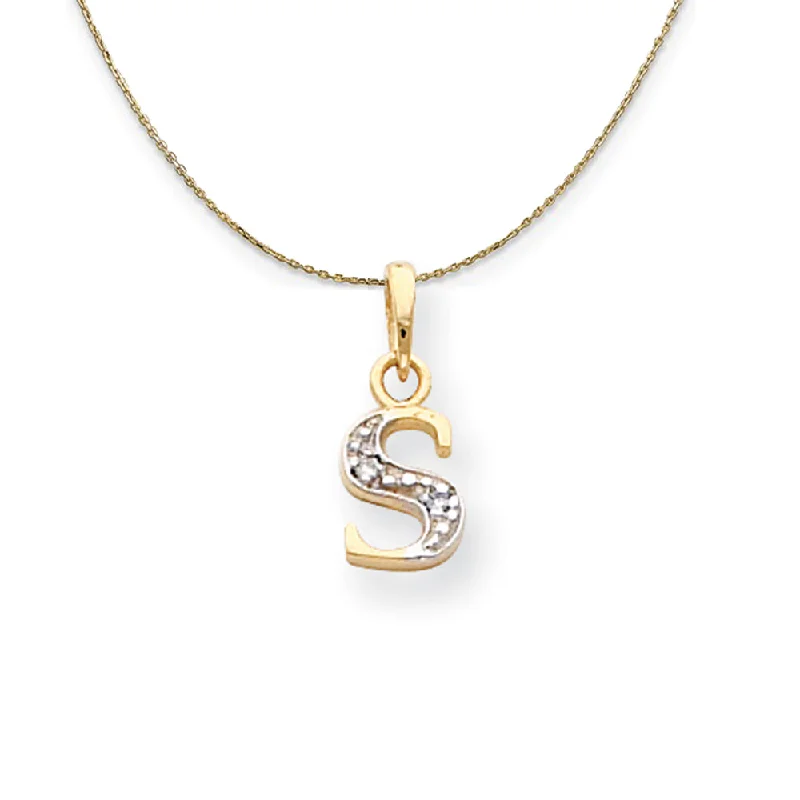 14k Yellow Gold Chloe Mini Diamond Accent initial S Necklace