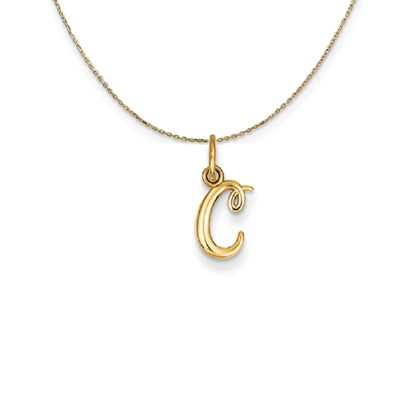 14k Yellow Gold, Claire Mini Lower Case Initial C Necklace