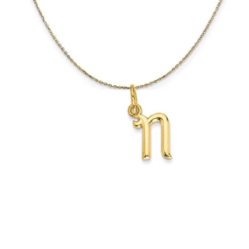 14k Yellow Gold, Claire Mini Lower Case Initial N Necklace