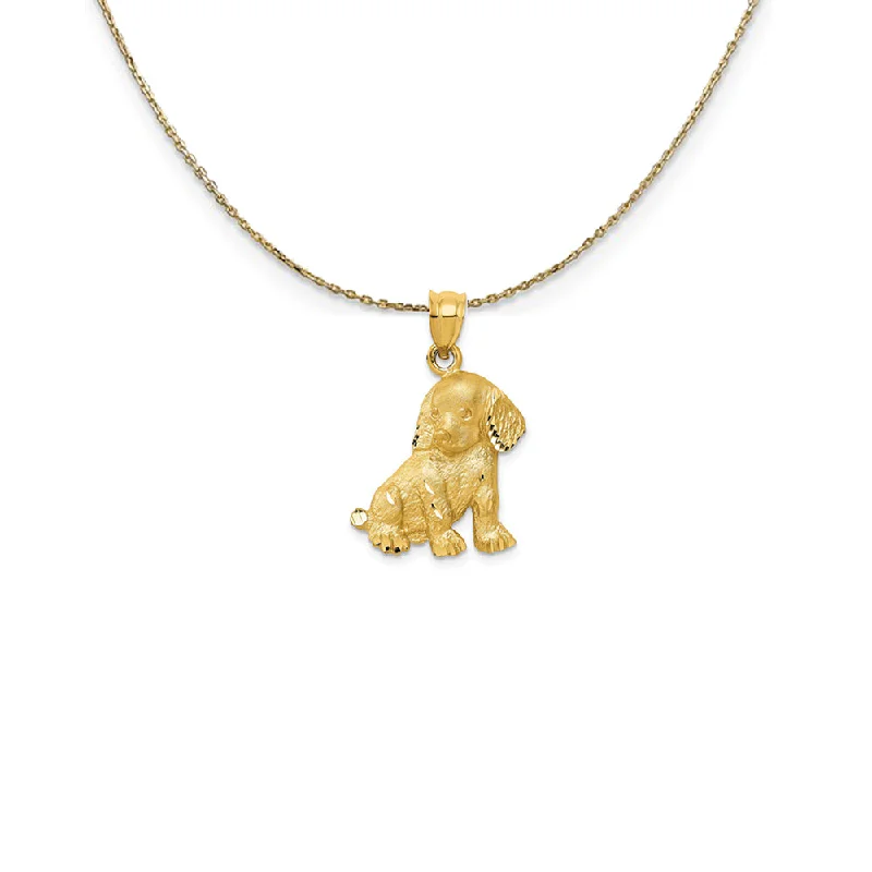 14k Yellow Gold Diamond-Cut Puppy (17 x 26mm) Necklace