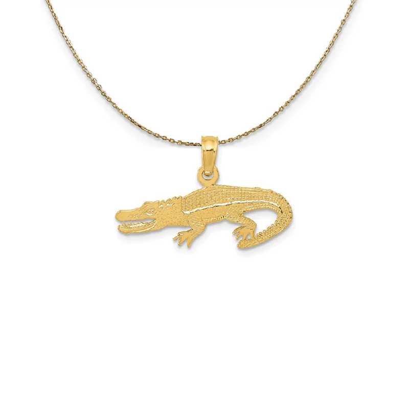 14k Yellow Gold Flat Alligator Necklace