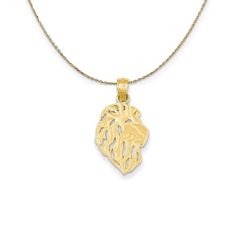 14k Yellow Gold Flat Lion Head (25mm) Necklace