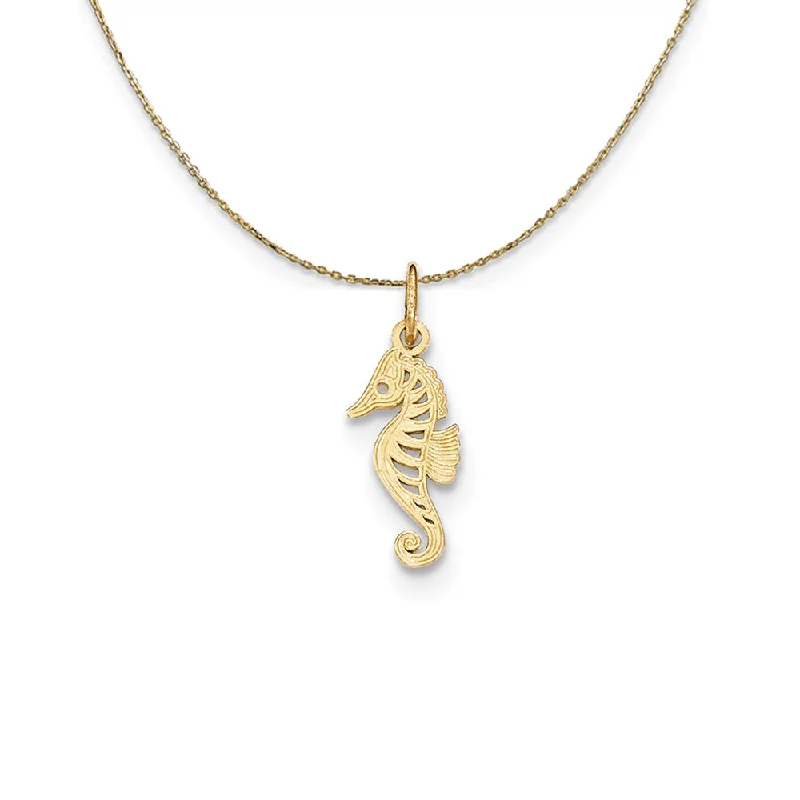 14k Yellow Gold Flat Seahorse (8 x 21mm) Necklace