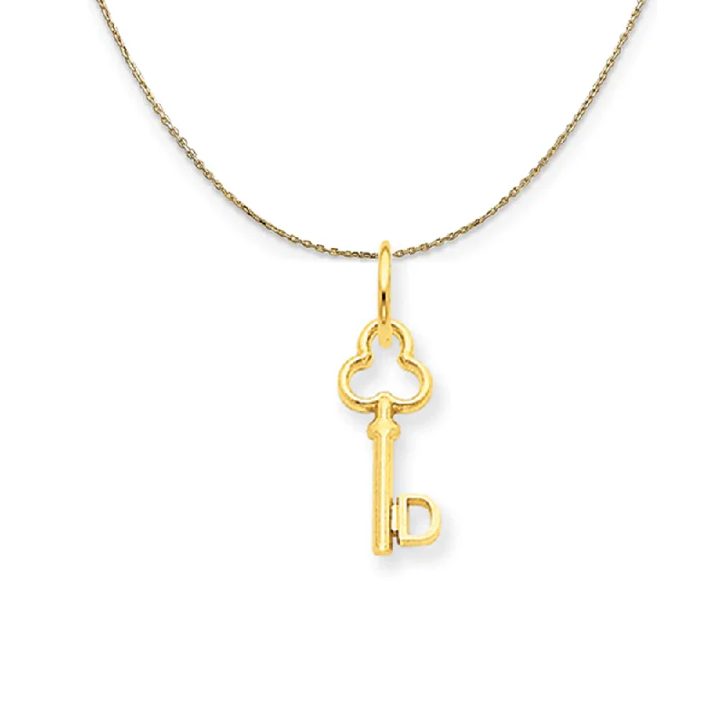 14k Yellow Gold Hannah Mini Initial D Shamrock Key Necklace