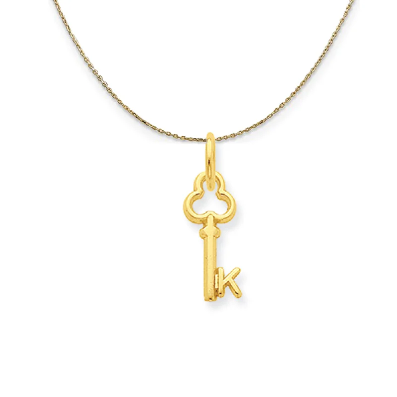 14k Yellow Gold Hannah Mini Initial K Shamrock Key Necklace