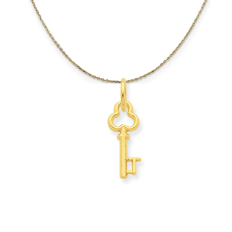 14k Yellow Gold Hannah Mini Initial T Shamrock Key Necklace