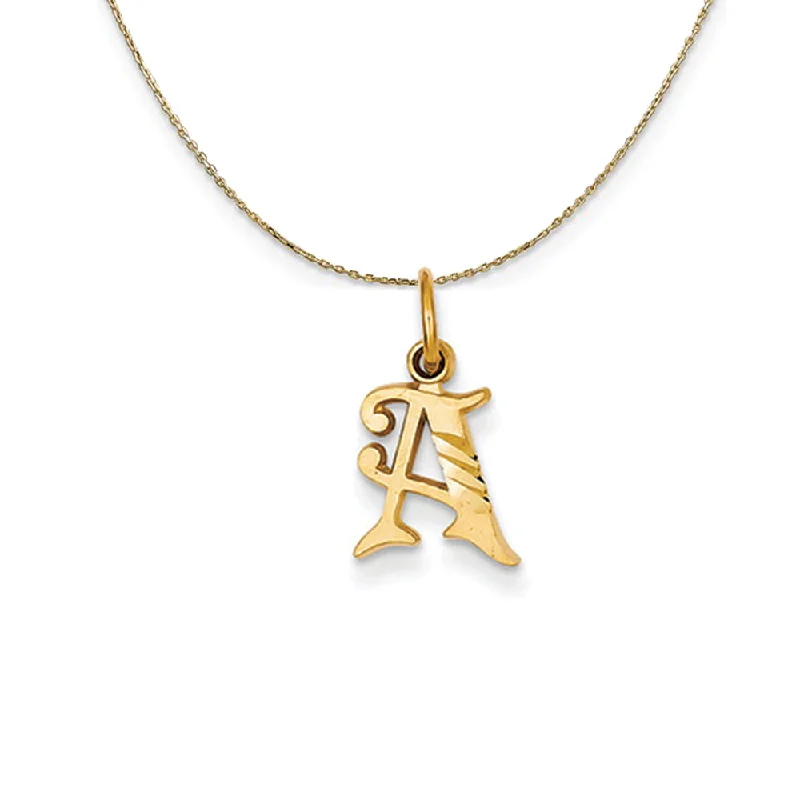 14k Yellow Gold, Isabelle, Mini Letter A Initial Necklace