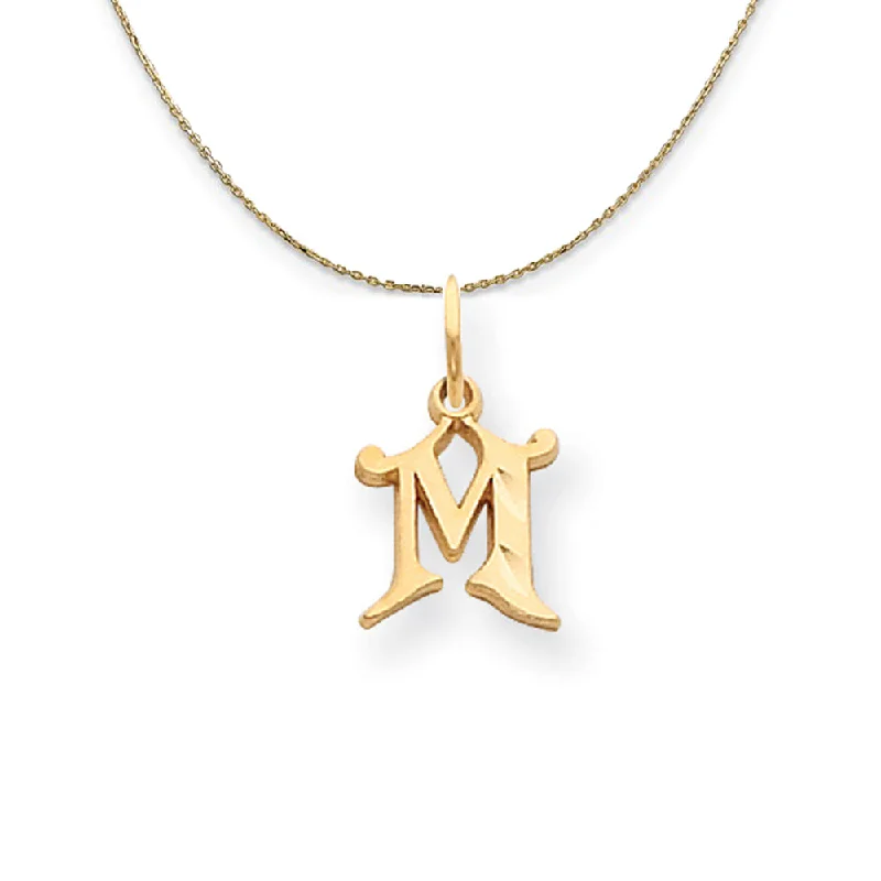 14k Yellow Gold, Isabelle, Mini Letter M Initial Necklace