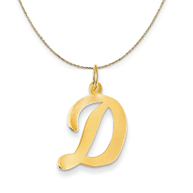 14k Yellow Gold Madison LG Classic Script Initial D Necklace