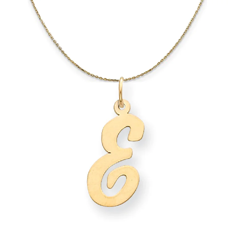 14k Yellow Gold Madison LG Classic Script Initial E Necklace