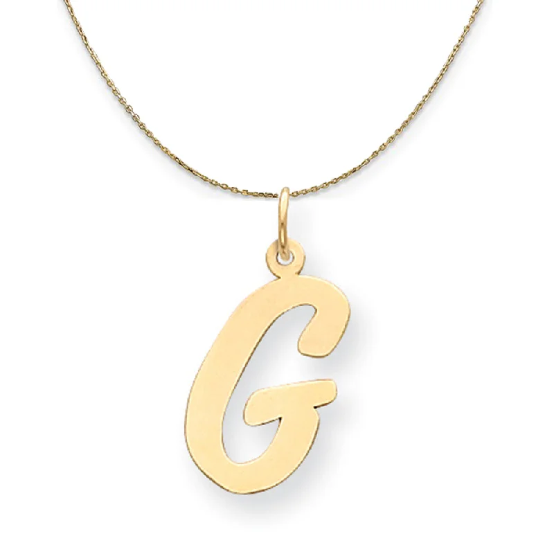 14k Yellow Gold Madison LG Classic Script Initial G Necklace