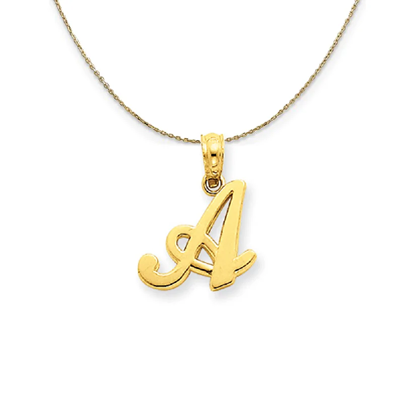 14k Yellow Gold, Mimi, Sm Script Initial A Necklace