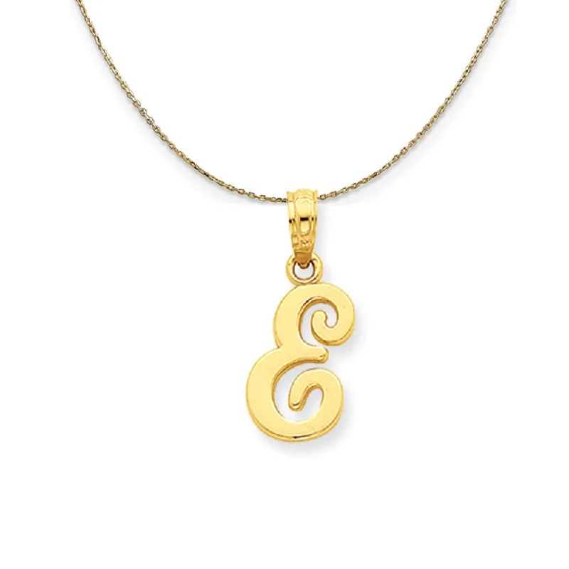 14k Yellow Gold, Mimi, Sm Script Initial E Necklace