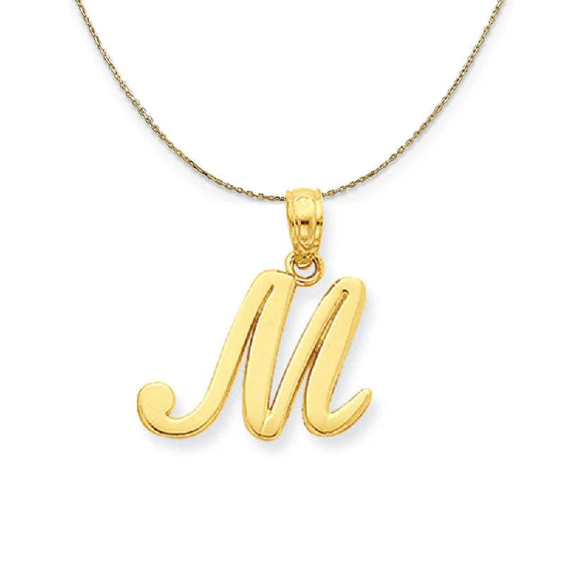 14k Yellow Gold, Mimi, Sm Script Initial M Necklace