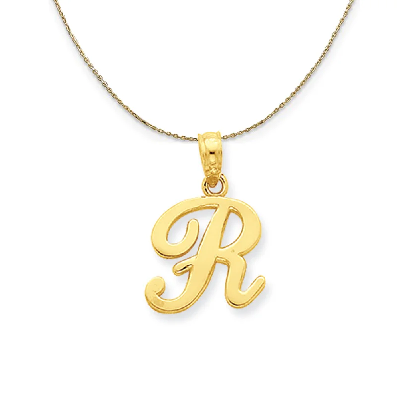 14k Yellow Gold, Mimi, Sm Script Initial R Necklace