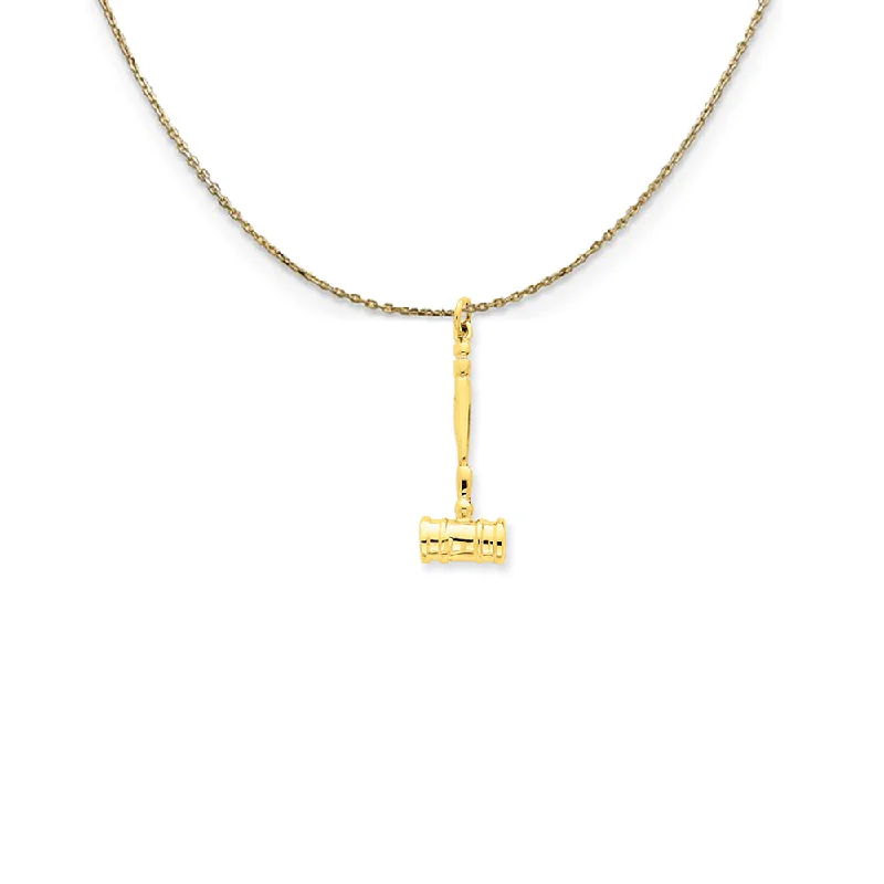 14k Yellow Gold Polished 3D Gavel Necklace