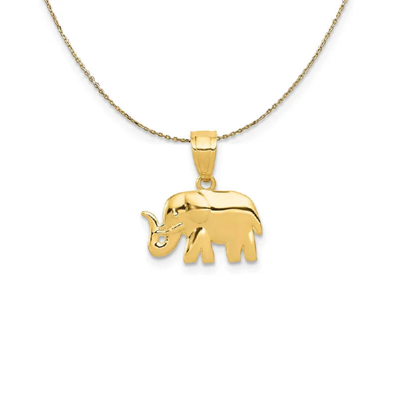 14k Yellow Gold Small Polished Elephant Necklace