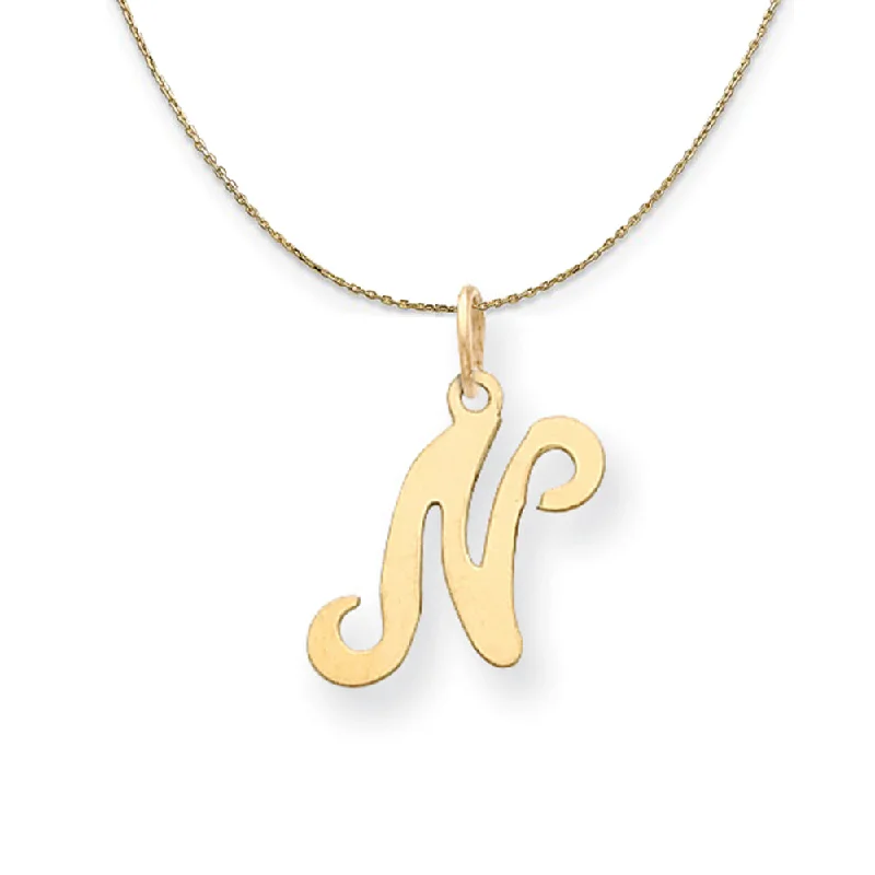 14k Yellow Gold, Sophia, Sm Script Initial N Necklace