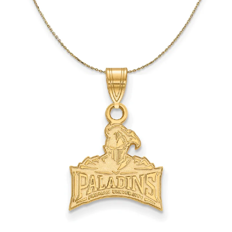 14k Yellow Gold Furman U Paladins Small Logo Necklace