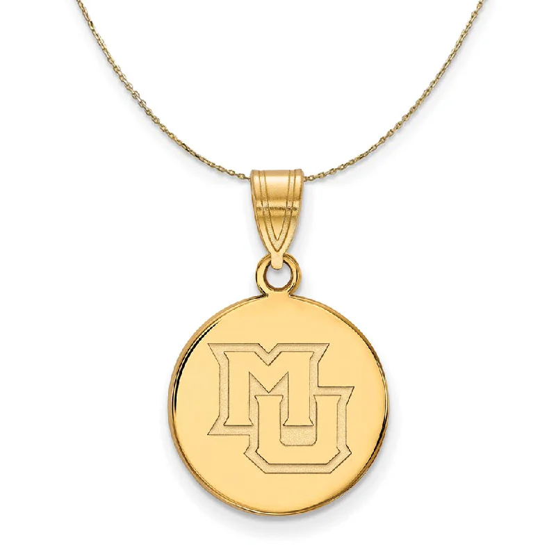 14k Yellow Gold Marquette U Medium Disc Necklace