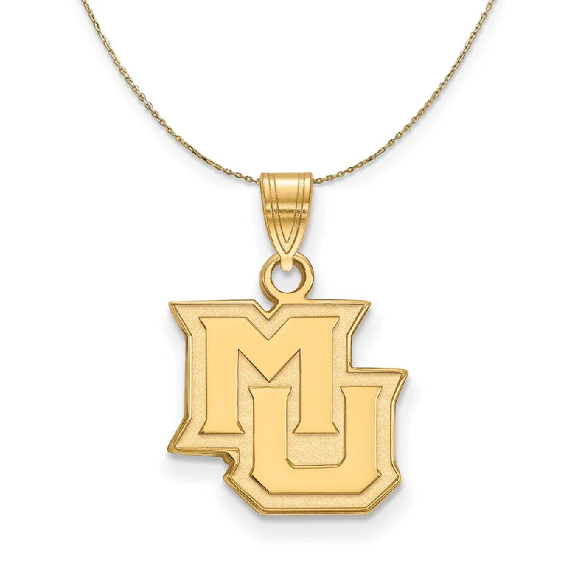 14k Yellow Gold Marquette U Small 'MU' Necklace