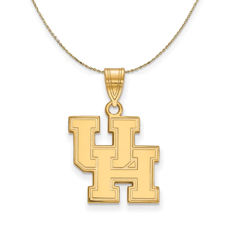 14k Yellow Gold U. of Houston Medium 'UH' Necklace