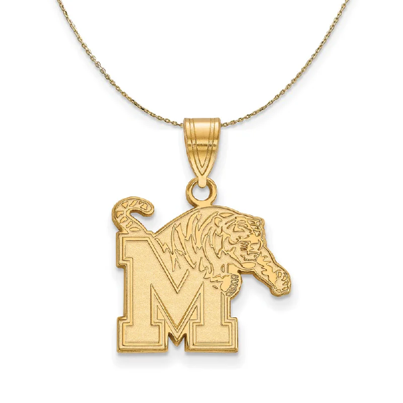 14k Yellow Gold U. of Memphis Medium M Tiger Necklace