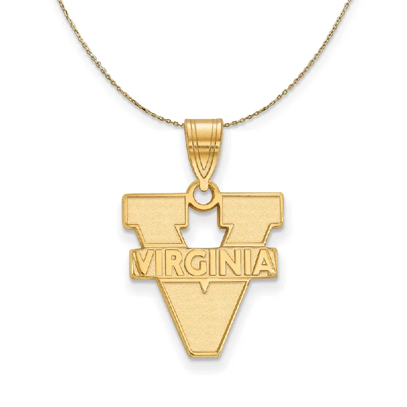 14k Yellow Gold U. of Virginia Medium 'V' Logo Necklace