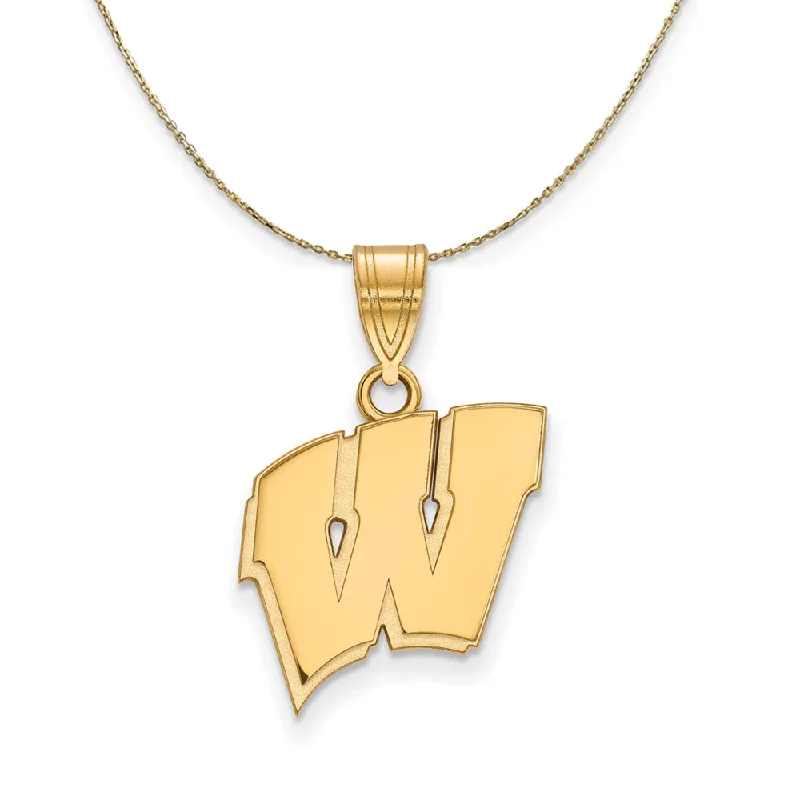 14k Yellow Gold U. of Wisconsin Medium Initial W Necklace