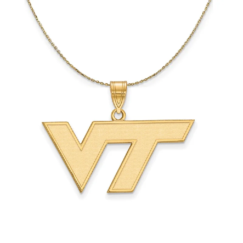 14k Yellow Gold Virginia Tech Medium 'VT' Necklace