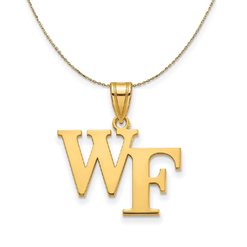 14k Yellow Gold Wake Forest U. Medium 'WF' Necklace