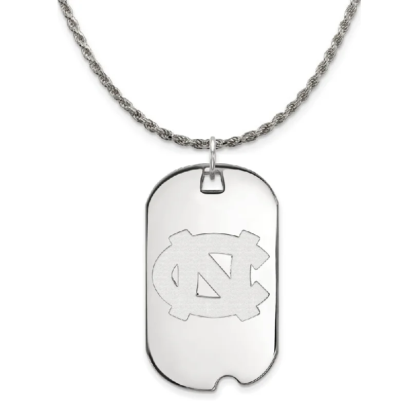 Sterling Silver North Carolina Tarheels Large Dog Tag Necklace