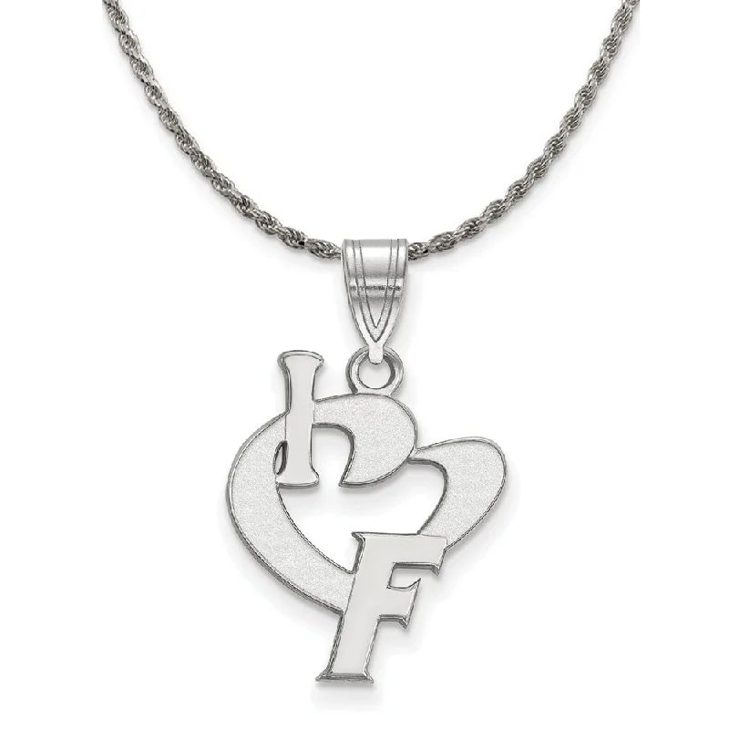 Sterling Silver U. of Florida Large I Love Logo Necklace