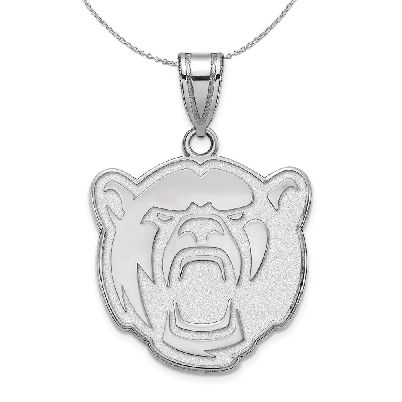 Sterling Silver Baylor U Large Bear Logo Pendant Necklace