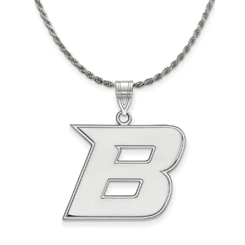 Sterling Silver Boise State Large Initial B Necklace