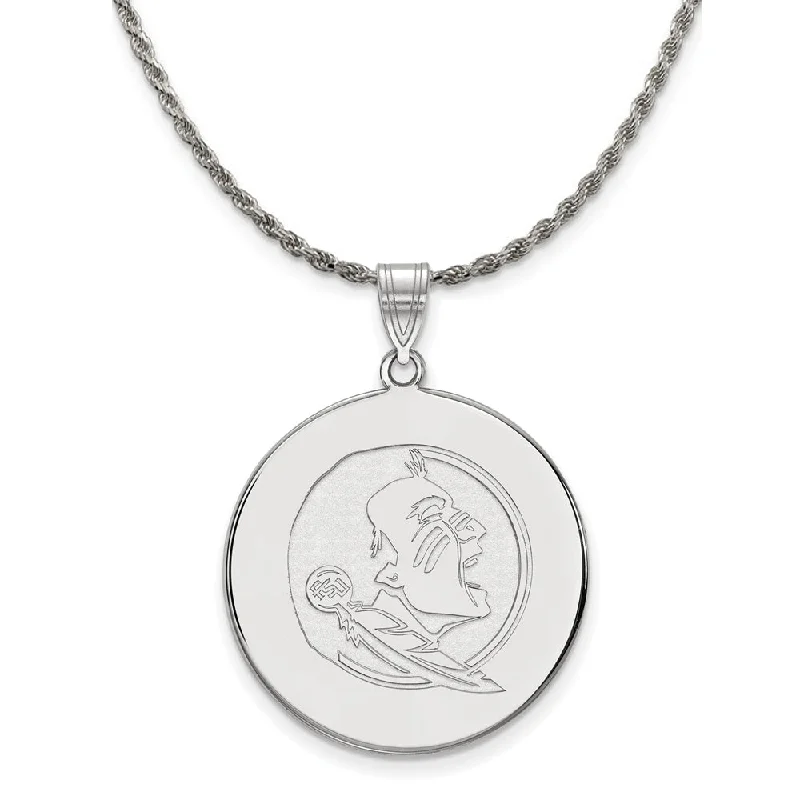 Sterling Silver Florida State XL Disc Pendant Necklace