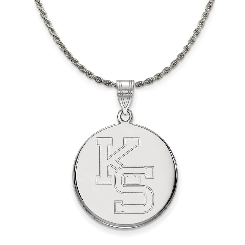 Sterling Silver Kansas State Large Pendant Necklace