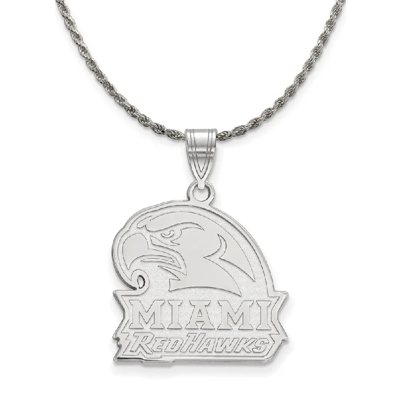 Sterling Silver Miami U Large Pendant Necklace