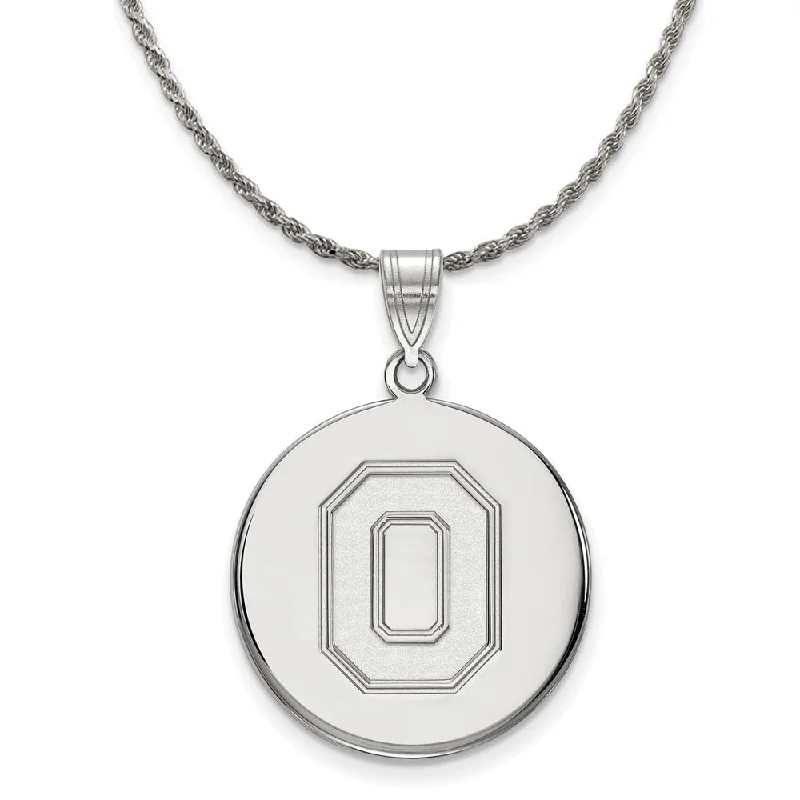 Sterling Silver Ohio State Large Disc Pendant Necklace