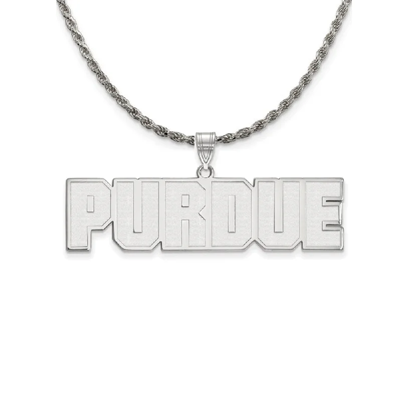 Sterling Silver Purdue Large Script Necklace