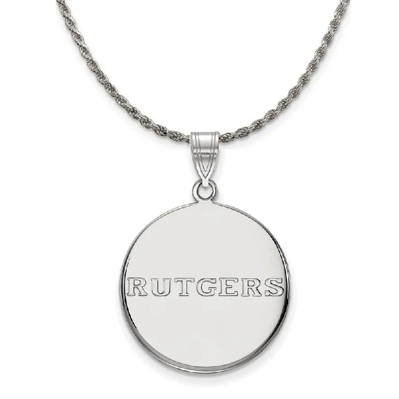 Sterling Silver Rutgers Large Disc Pendant Necklace