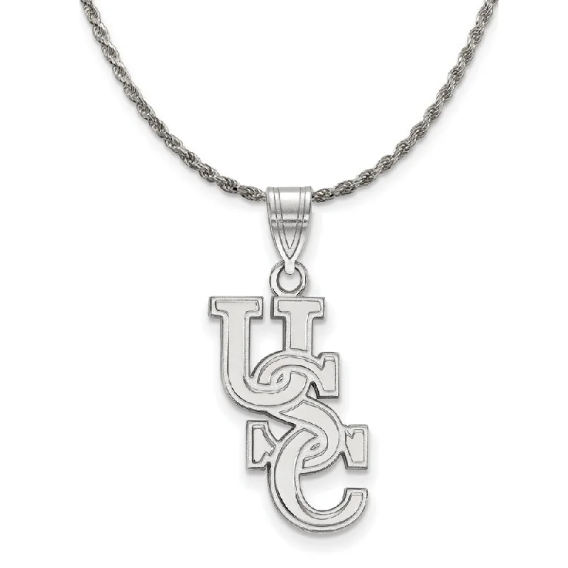 Sterling Silver South Carolina Large 'USC' Pendant Necklace