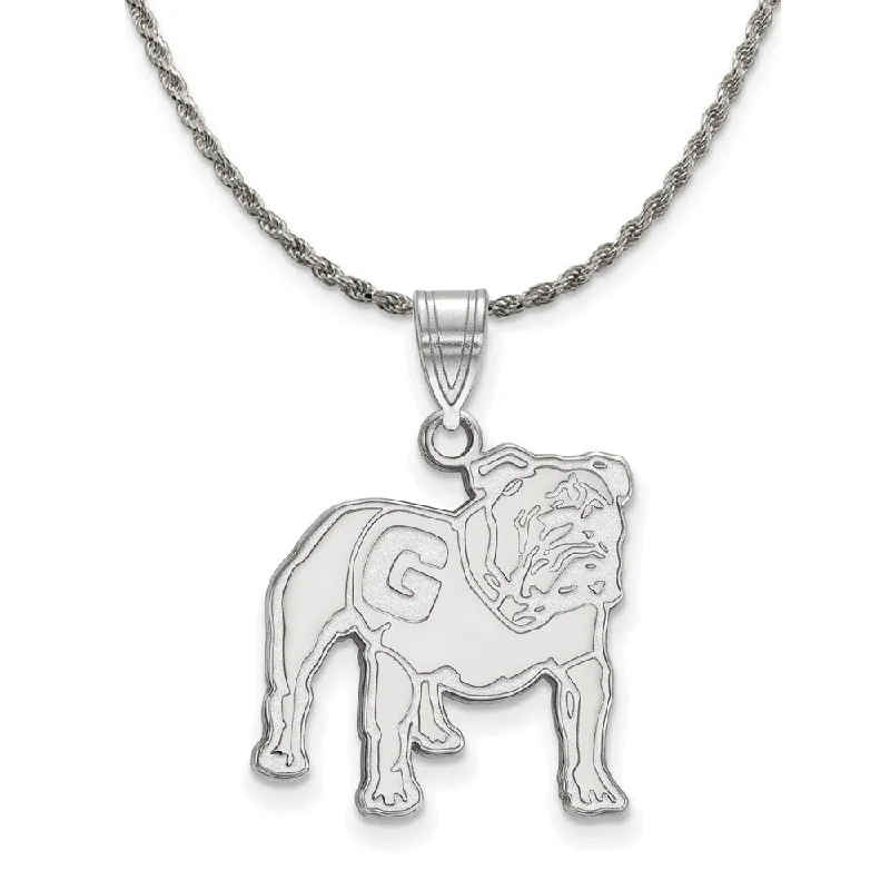 Sterling Silver U. of Georgia Bulldogs Large Logo Necklace