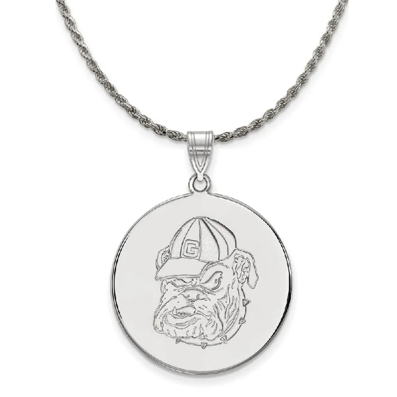 Sterling Silver U. of Georgia XL Disc Pendant Necklace