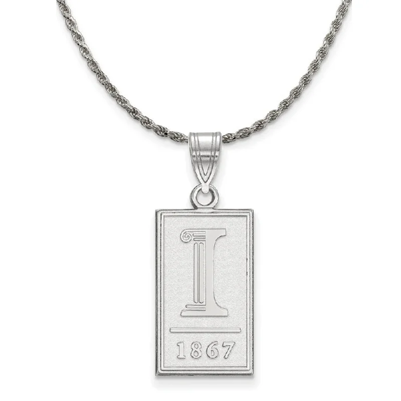 Sterling Silver U. of Illinois Large Logo Pendant Necklace