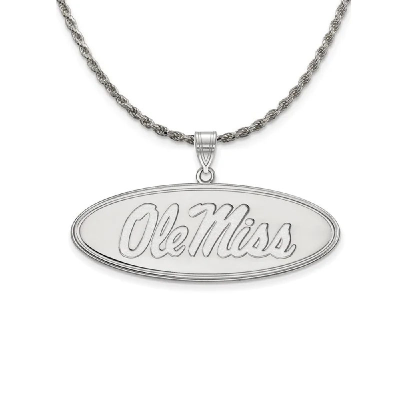 Sterling Silver U. of Mississippi Large 'Ole Miss' Necklace