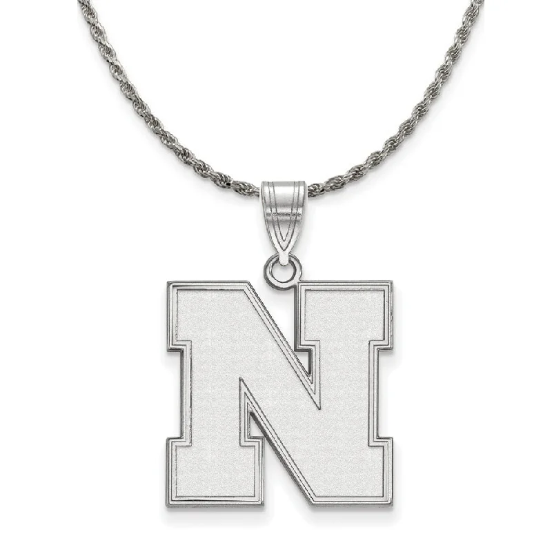 Sterling Silver U of Nebraska Large Initial N Necklace