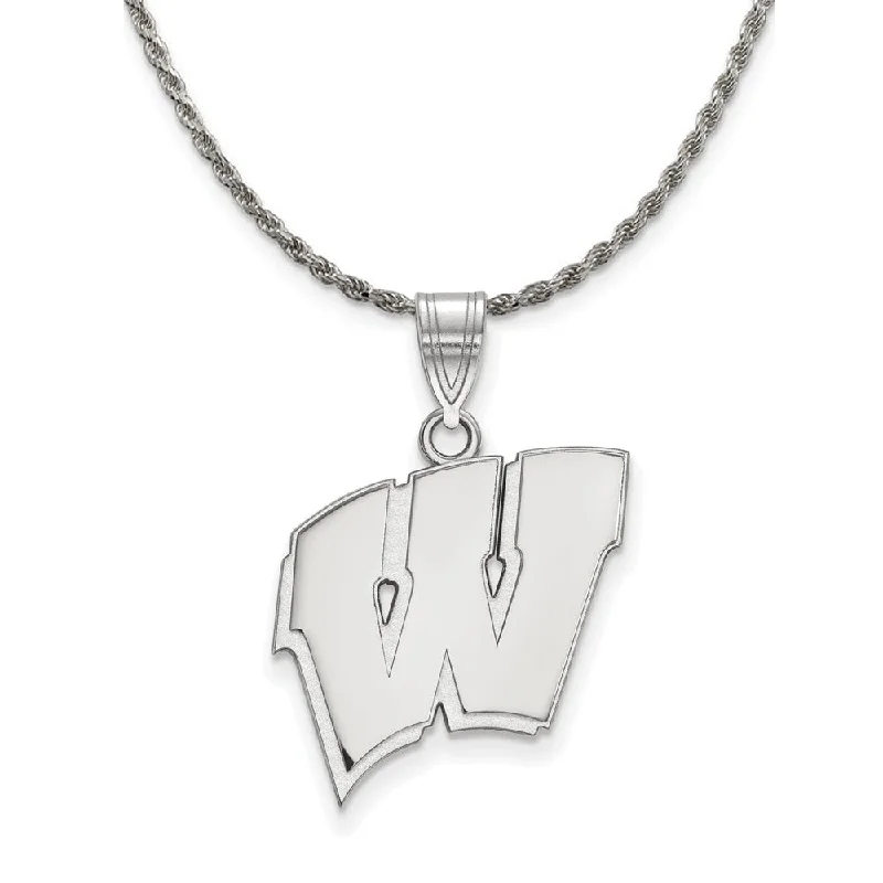 Sterling Silver U. of Wisconsin Large Initial W Necklace