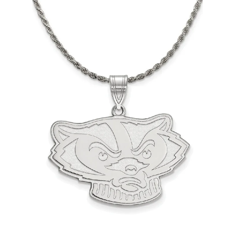 Sterling Silver U. of Wisconsin Large Badgers Necklace