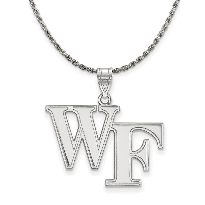 Sterling Silver Wake Forest U. Lg 'WF' Pendant Necklace